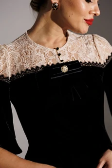 Платье 25-2874 черный + бежевый Мода-Юрс