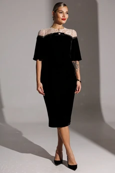 Платье 25-2874 черный + бежевый Мода-Юрс