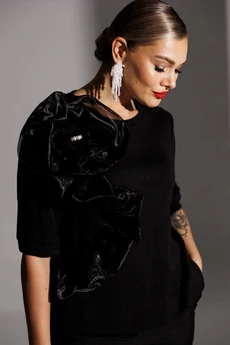 Костюм брючный 25-2883 черный Мода-Юрс