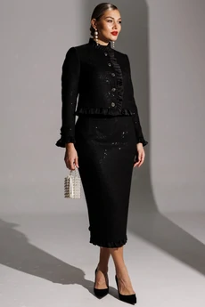 Костюм с юбкой 25-2941 черный Мода-Юрс