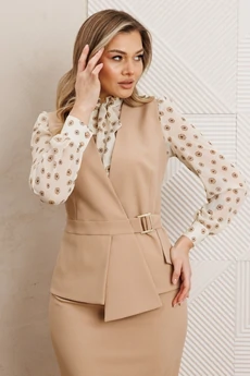 Костюм с юбкой 26-2538 бежевый Мода-Юрс