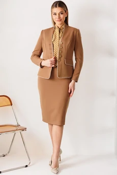 Костюм с юбкой 26-2808 кэмел Мода-Юрс