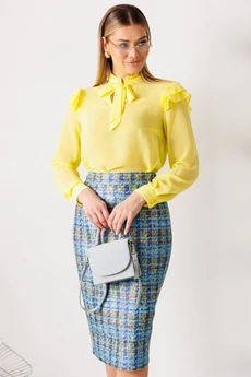 Костюм с юбкой 26-2811 голубой + желтый Мода-Юрс