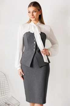 Костюм с юбкой 26-2963 графит Мода-Юрс