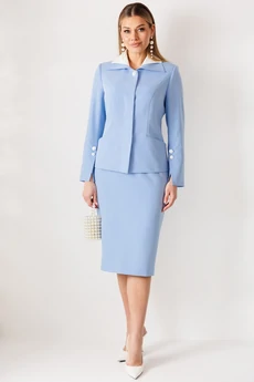 Костюм с юбкой 26-2971 голубой Мода-Юрс