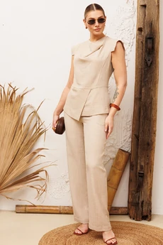 Костюм брючный 26-2972 бежевый Мода-Юрс