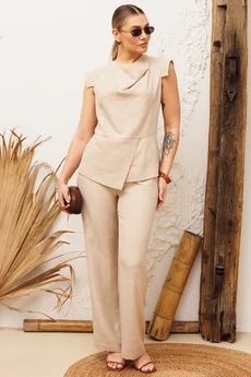 Костюм брючный 26-2972 бежевый Мода-Юрс