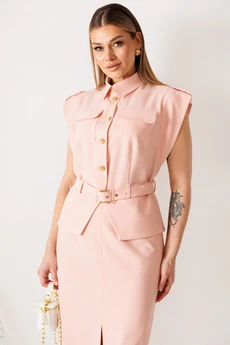 Костюм с юбкой 26-2976 пудра Мода-Юрс