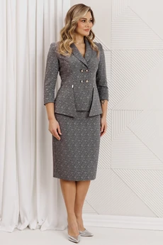 Костюм с юбкой 26-2768 серый жаккард Мода-Юрс