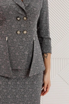 Костюм с юбкой 26-2768 серый жаккард Мода-Юрс