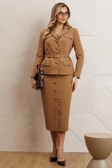 Костюм с юбкой 25-2935 бежевый Мода-Юрс