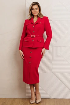 Костюм с юбкой 25-2935 красный Мода-Юрс