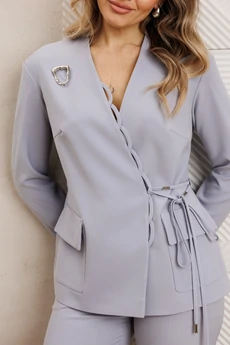 Костюм брючный 25-2939 серо-голубой Мода-Юрс