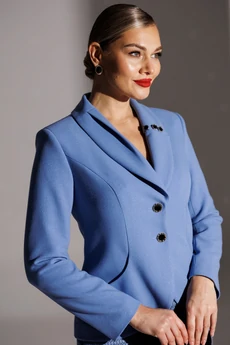 Костюм с юбкой 25-2942 голубой принт Мода-Юрс