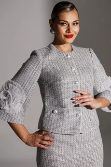 Костюм с юбкой 25-2943 серый Мода-Юрс