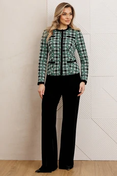 Костюм брючный 25-2950 черный+зеленый Мода-Юрс