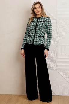 Костюм брючный 25-2950 черный+зеленый Мода-Юрс