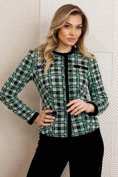 Костюм брючный 25-2950 черный+зеленый Мода-Юрс