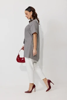 Костюм брючный 157 серый+молоко Мублиз