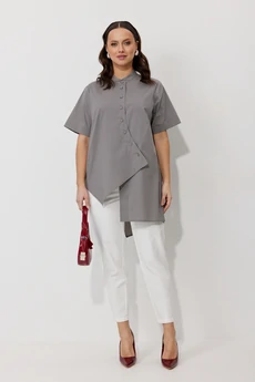 Костюм брючный 157 серый+молоко Мублиз