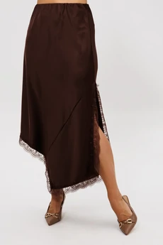 Костюм с юбкой 302 бежевый + шоколад Мублиз