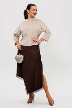 Костюм с юбкой 302 бежевый + шоколад Мублиз