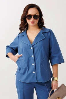 Костюм брючный 329 синий Мублиз