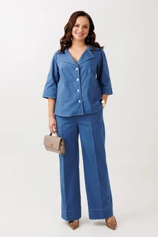 Костюм брючный 329 синий Мублиз