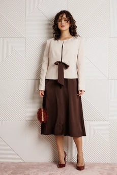 Костюм с платьем 332 шоколад+беж Мублиз