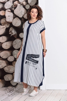Платье 332 синяя полоска Мублиз