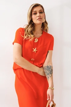 Костюм с юбкой 333 оранжевый Мублиз