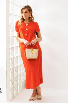 Костюм с юбкой 333 оранжевый Мублиз