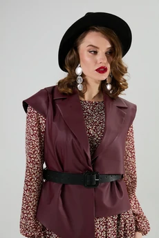 Костюм с платьем 1020-3 бургунди + бордо NikVa