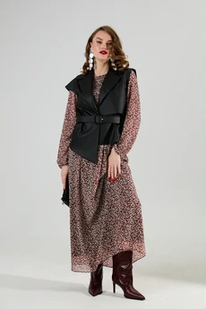 Костюм с платьем 1020-4 бургунди + чёрный NikVa