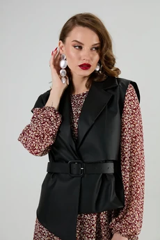 Костюм с платьем 1020-4 бургунди + чёрный NikVa