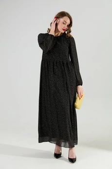 Костюм с платьем 1021-2 чёрный в горошек + чёрный NikVa