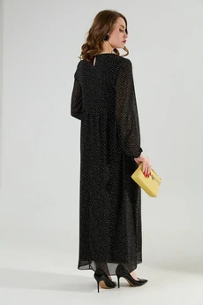 Костюм с платьем 1021-2 чёрный в горошек + чёрный NikVa