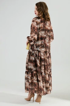 Костюм с платьем 1022-2 чёрный + тигровая абстракция NikVa