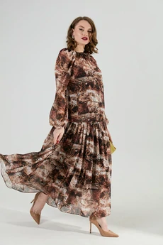 Платье 1025-1 тигровая абстракция NikVa