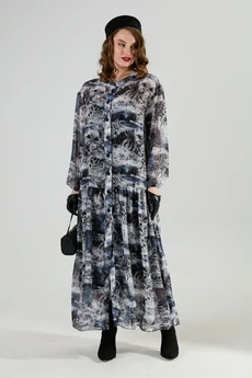 Платье 1028-1 серая абстракция NikVa