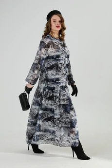 Платье 1028-1 серая абстракция NikVa