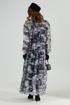 Костюм с платьем 1024-1 чёрный + серая абстракция NikVa