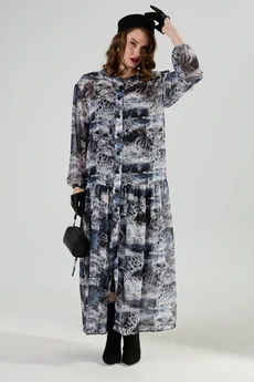 Платье 1028-1 серая абстракция NikVa