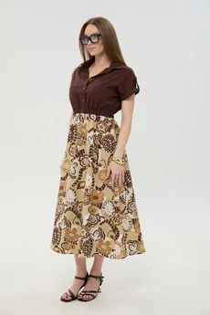 Платье 1050-2 шоколад и шоколадный мультиколор NikVa