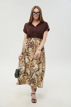 Платье 1050-2 шоколад и шоколадный мультиколор NikVa