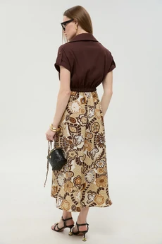 Платье 1050-2 шоколад и шоколадный мультиколор NikVa