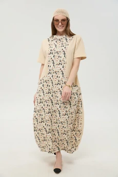 Платье 1052-1 песок и песочный мультиколор NikVa