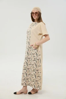 Платье 1052-1 песок и песочный мультиколор NikVa