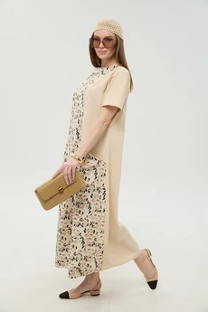 Платье 1052-1 песок и песочный мультиколор NikVa