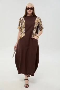 Платье 1052-2 шоколад и шоколадный мультиколор NikVa